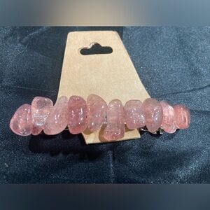 Beautiful handmade strawberry quartz barrette hair clip
